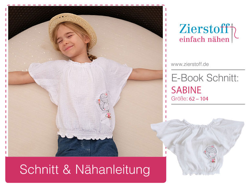 Raglanbluse mit 3/4 Ärmel “SABINE”, Gr. 62 – 104 [Digital]