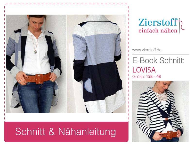 Cardigan, legere Jacke “LOVISA”, Gr. 158 – Damengr. 48 inkl. 2 Längen [Digital]