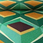 Viskosestoff – Geometrisches Muster , Retro – Grasgrün