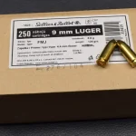 250 Patronen Sellier$Bellot, Kal. 9mm Luger, FMJ, 8,0g/124gr, zum Sonderpreis!