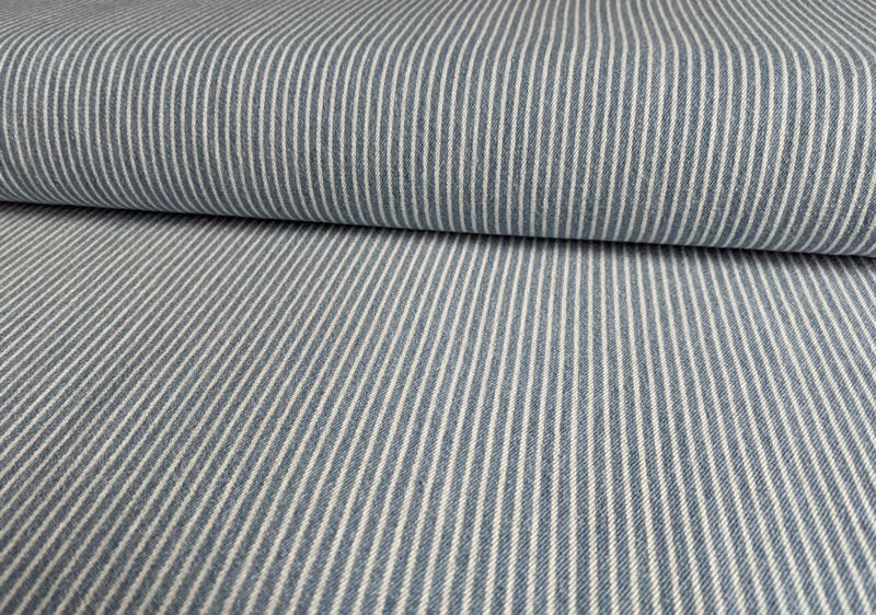 Oshkosh Denimstoff, Jeansstoff Jeansblau mit weißen Streifen