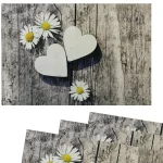 Tischsets Platzsets Textil CLOTH Gänseblumen Herzen weiß braun 4er Set 45×30 cm