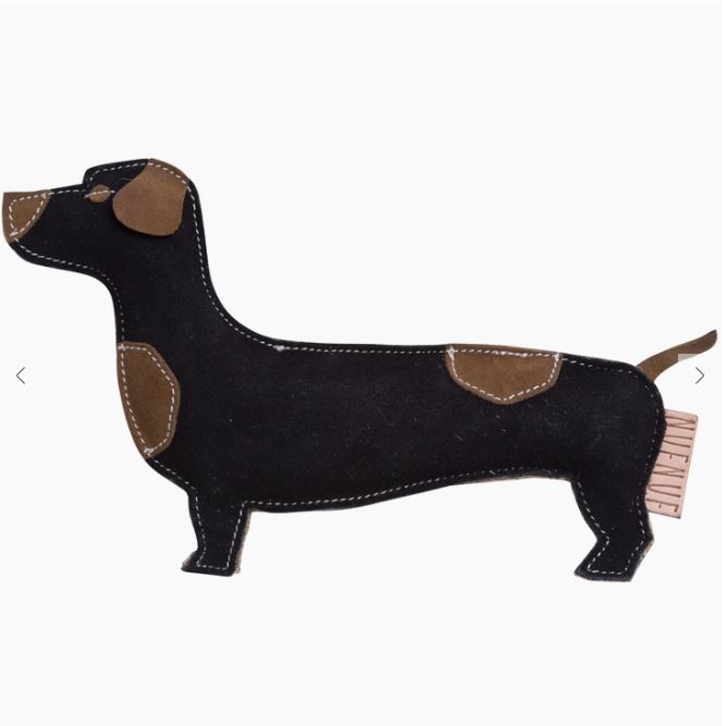 Leder-Toy 100% natural- Dackel (Jute+Wildleder+Kokosfasern)