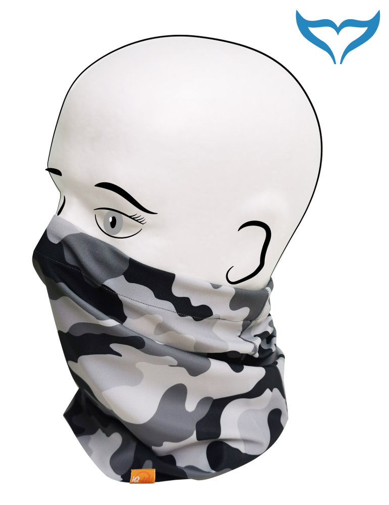 iQ UV 50+ Mund Nase Maske grey Camouflage Alltagsmaske Tube Tuch grau Tarn Multi