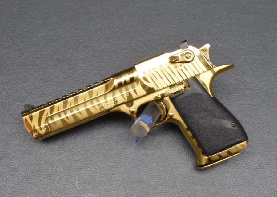 Magnum Research Desert Eagle, Gold Tiger Stripes, Kaliber 357Mag, Neuware – Bild 3