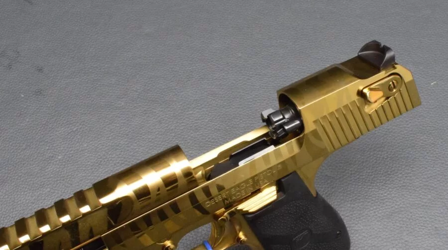 Magnum Research Desert Eagle, Gold Tiger Stripes, Kaliber 357Mag, Neuware – Bild 5