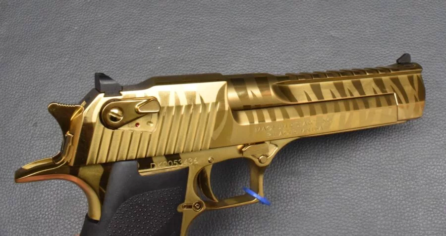 Magnum Research Desert Eagle, Gold Tiger Stripes, Kaliber 357Mag, Neuware – Bild 6
