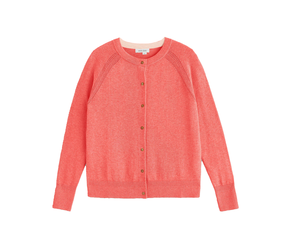 White Stuff – Strickjacke „LULU“, mid coral, Bio-Baumwolle